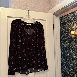 ba&sh Multicolor Butterfly Print Blouse